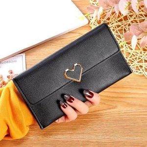 Love Heart PU Leather Wallet For Ladies - Black