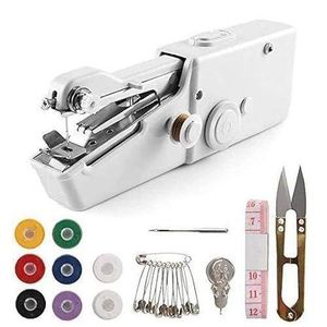 White Portable Sewing Machine, Mini Electric Handheld Sewing Machine for Adults, Easy to Use and Fast Stitch Suitable for Clothing, Fabrics, Home DIY and Travel