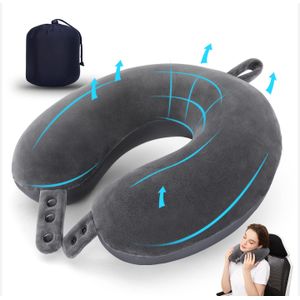 A Bonne Inflatable U Neck Support Pillow for Travel,Work and School - Grey