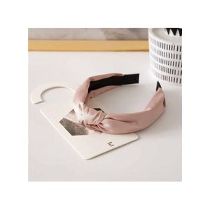 Knot Design Solid Color Satin Headband European & American - Pink