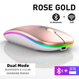 Bluetooth 5.2 + 2.4G Wireless Rechargeable LED Mouse for Laptop, Phone, PC & Mac – Pink