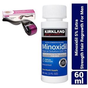Kirkland Minoxidil Minoxidil Kirkland Signature New Minoxidil Beard Growth Treatment For Men - 60ml Plus Derma roller