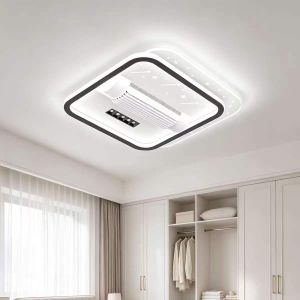 SUMMER WIND Bluetooth Ceiling Light With Fan - Voice Control + Remote Control - 72W - 55*55*15cm - White