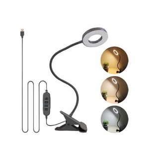  USB Clip-On Desk Lamp - 7W Eye-Caring Reading Light with 3 Color Modes & 10 Brightness Levels - Black