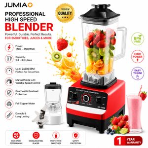 Heavy Duty Commercial Blender 2.0-3.0L 1500-4500W High Speed Blender with Grinder Cup - Red