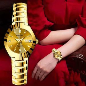 ORUSS Ladies Luxury Quartz Watch with Gold Stainless Steel Band