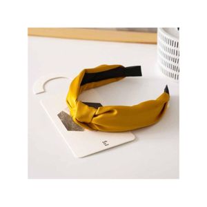 Knot Design Solid Color Satin Headband European & - Yellow
