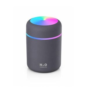 300ml Portable Mini Air Humidifier, Pink USB Cool Mist Essential Oil Diffuser with Colorful Light, Quiet Aroma Humidifier, Auto Shut-Off, Filter - (D7.8 x H11.8)cm / (D3.07 x H4.7)inch - Grey