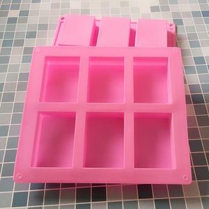 Rectangular Six Cavity Silicone Soap Mold - 6Pcs