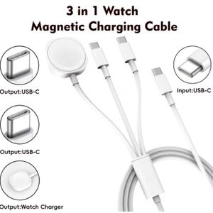 3 in 1 Charging Cable USB A USB C for Phone 15-17 Magnetic Watch Charger Universal Wireless Dock for Watch Series 1-11 SE 1-3 Ultra 1-3 Air Pods Pro 2-3 Air Pods 4 with Active Noise Cancellation