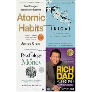 Random House  Rich Dad Poor Dad, The Psychology of Money, Atom*c Habits, Ikigai: 4 Books Set