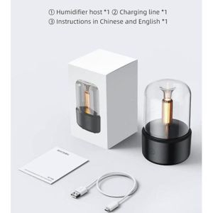 Candle Light Diffuser, Portable Candle Light Humidifier with Automatic Shut Off for Office Living Room (Black)