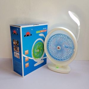 Rechargeable Table Fan with LED Light - white