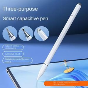 3-In-1 Stylus Pen Designed for Tablets And Phones -WHITE