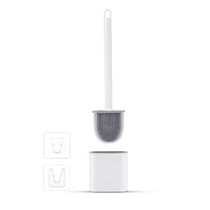 TodyJeyHo Toilet Brush and Holder Set - Flexible Toilet Bowl Brush Head with Silicone Bristles, Compact Size for Storage and Organization, Ventilation Slots Base (1 Pack, white)