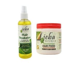 Jeba Naturals Hair Care Set – Hair Deodorizer & Hair Food – Promotes Growth & Scalp Health