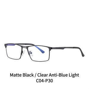 Men's Eyeglasses with Case - Matte Black Frame & Clear Blue Light Blocking Lenses 