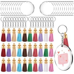 Keychain Blanks, 120pcs Clear Keychains for Vinyl Kit Including 30pcs  Acrylic Blanks, 30pcs Keychain Tassels, 30pcs Key Chain Rings and 36pcs  Jump