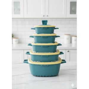 Dessini Regina 10-Piece Die-Cast Aluminum Granite Non-Stick Cookware Set - Multi