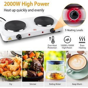 Electric Hot Plate - 2 Burner - White