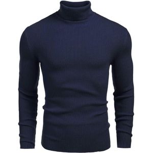  Men's Trendy Long Sleeve Shirts T-Shirt - Dark Blue Small