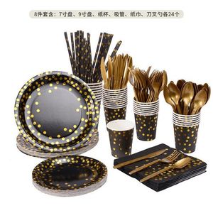 Dinner Set Spray Blue Clothing Fuzzy Dot Tableware-black