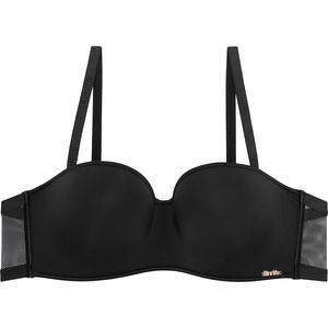 Binnys Summer Black Half Cup Bra,Weekend Escape, Side Mesh,Adjustable Straps Rhinestone Pendant, Non-Removable Pads, No-Shift Padding Perk Up, Everyday Intimate, Daily Wear Women's Balconette Bra 