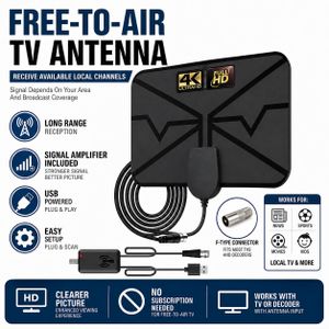 Amplified Indoor Digital TV Antenna With 3m Cable For TV Signal Reception