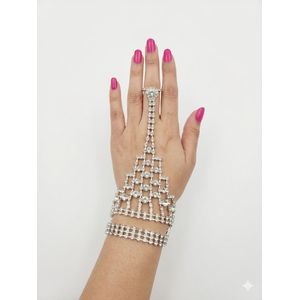Elegant Rhinestone Finger Bracelet Hand Chain – Silver Crystal  Bracelet