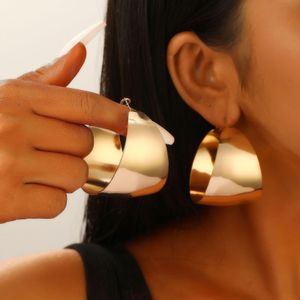 Chunky Round Circle Earrings for Women Girls - Gold