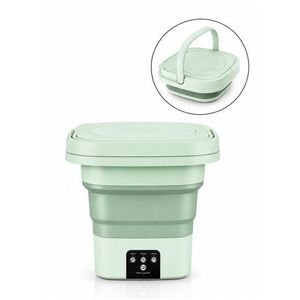 Portable Folding Washing Machine with 11L Rated Capacity, Touch Control Panel, 10-Minute Wash, 2-Minute Dehydration & Drain Basket - Green