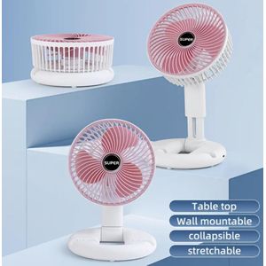 Mini Portable USB Rechargeable Desktop Fan – 3-Speed Quiet Cooling Fan with Foldable Design & U-Shaped Base For Office Bedroom & Camping- White/Pink
