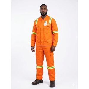Industrial Safety Reflective Workwear Set – ORANGE Protective Jacket & Trousers