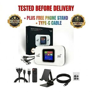 Universal 5G LTE Portable Mobile Mifi (MF800-E) + Type C Cable & Phone Stand - 2100mAh - White