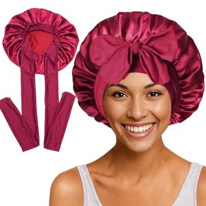 Satin Hair Bonnet With Wide Tie Band