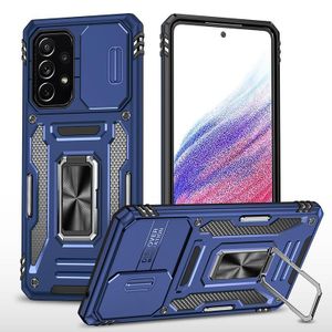 Baseus Phone Case, Compatible With Galaxy A72 4G&5G Phone, Slide Window Lens Protection with Magnetic Stand Ring - Blue 