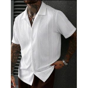 Men's Jacquard Knit Shirt – Premium Textured Short Sleeve Casual & Smart Shirt