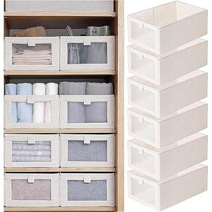 TodyJeyHo Wardrobe Clothes Organizer,6 Pack Drawer Organizers and Storage Clothes Storage Box Visible Drawer Organizers Foldable Closet Organizer Bins Storage Containers Organizing Clothing Jeans Toys