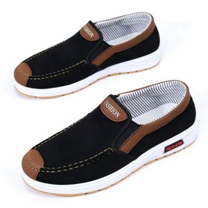 Stylish Men's Loafers Casual Slip-On Canvas Shoes - Black