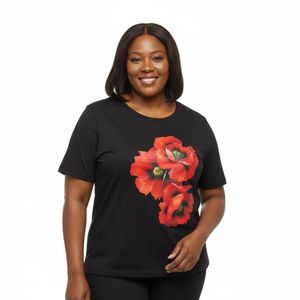 Women's Oversize Crew Neck Short Sleeve T-Shirt Plus Size Tee with Creative BBT150006