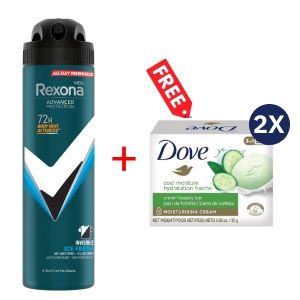 Rexona SPRAY INVISIBLE ICE FRESH MAN anti-perspirant 200ML + Free Dove Bar Soap 25g