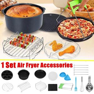 Air Fryer Oven Accessories Set With Cake Tin Baking Pizza Tray Basket Baking  Ninja Foodi Grill Rack Insulation Pads For Air Fryer Baking 6in 5pcs