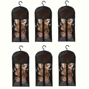 6-Piece Extra-Long Hair Extension Storage Set - Storage Bags & Hangers for Multiple Wigs and Accessories