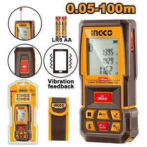 Ingco HLDD1008 Laser Distance Detector - Brown & Yellow