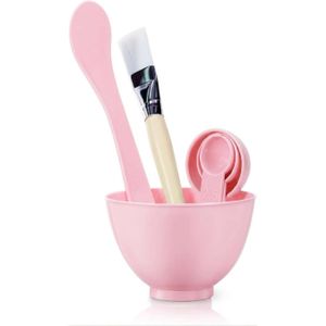 Keli 4-in-1 Professional DIY Facial Mask Mixing Bowl Set - Complete Skincare Tool Kit - Pink