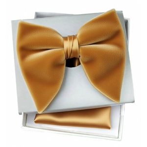 Men's Premium Brown Suede Oversized Bow Tie & Pocket Square Set – Formal Wedding & Gala Tuxedo Accessory Set with Presentation Box