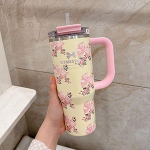 Stanley Quencher H2.0 Tumbler with Handle and Straw 900ML - Beige Pink