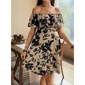 Sheinside Beige- black Classy Dress ( L) 