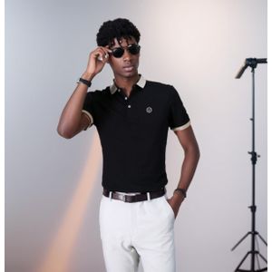 Advenza Men's Short-Sleeve Polo Shirt - Light Luxury Business Casual Top, Embroidered & Lightweight, T-Shirt for Middle-Aged and Young Men