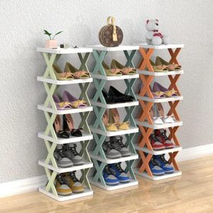5 Tiers for Closet Narrow, Plastic Shoe Rack Storage Organizer for Entryway, Space Saving Shoe Stand Cabinet for Bedroom Cloakroom Hallway Garage - Multicolour